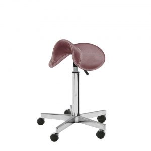 Kosmetikhocker Ingas Western in Fischgräten Design Farbe Marsala Pastell. Lange Gasfeder, Polar Fußkreuz und Deluxe Rollen.