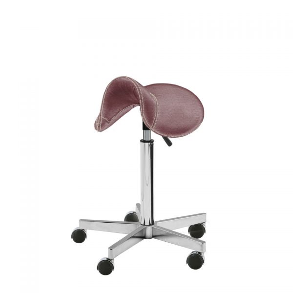 Kosmetikhocker Ingas Western in Fischgräten Design Farbe Marsala Pastell. Lange Gasfeder, Polar Fußkreuz und Deluxe Rollen.