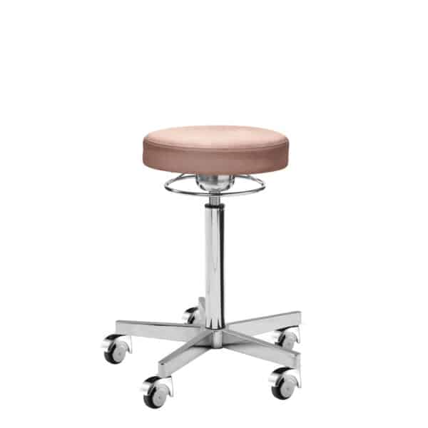 Kosmetikhocker Andis Scandic 2-Farbig Pastelltöne und Fischgräten Design auf dem Rand. Polar Fußkreuz, lange Gasfeder, Premium Rollen und Ringauslösung alles in silber