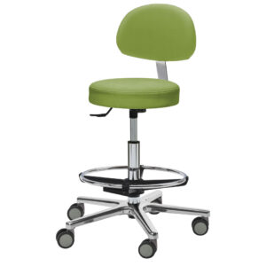 Praxishocker Constanzes Scandic in Skai Toronto olive green mit Fußring, Fußkreuz Maja mittel und Medi Rollen in grau