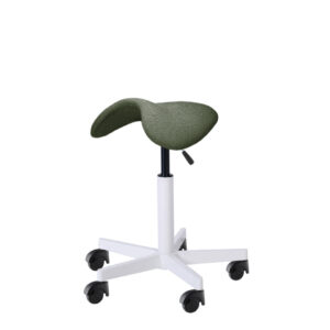Design-Hocker Hennis Poloo in schwarz-grüner Manta-Ray-Optik mit weißem Fußkreuz und schwarzen Rollen
