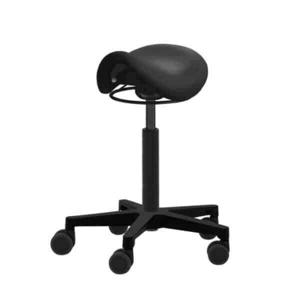 Rollhocker Nicks Black Junior komplett schwarz. Ringauslösung, mittlere Gasfeder, Heze-Fußkreuz und Medi Rollen