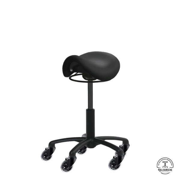 Universal-Hocker Jonas Junior Skate in Dakota schwarz, Ringauslösung, kurzer Gasfeder, Basis Fußkreuz und Skate Rollen