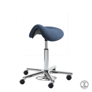 Design-Hocker Teddys Trecking blau mit Fußauslösung mittl. Gasfeder und mittl. Maja Fußkreuz, lastabhängig gebremsten Deluxe Rollen